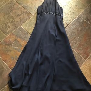 Navy Blue Chiffon Cocktail Dress